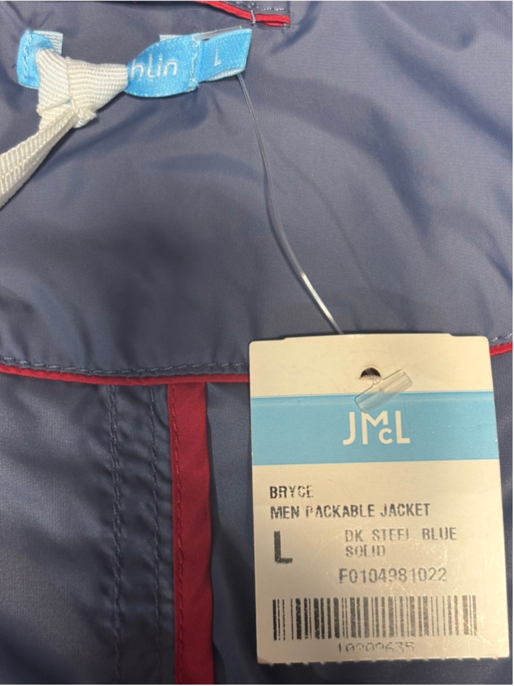 J.McLaughlin Bryce Packable Nylon Jacket Steel Blue Travel NWT Men's Size Large - Picture 9 of 10